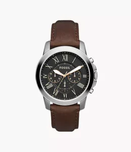 Fossil Men Grant Chronograph Brown Leather Analog Watch Fs4813I