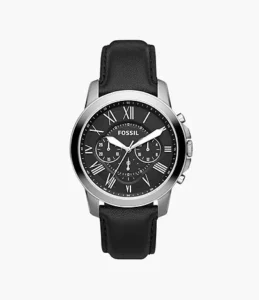 Fossil Men's Grant Chronograph Black Leather Watch FS4812