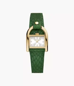 Fossil Women's Harwell Quartz Green Leather Strap Watch ES5267