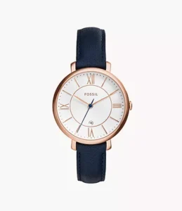 Fossil Women's Jacqueline Blue Leather Strap Watch ES3843