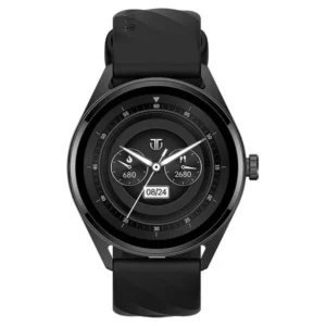 Titan Crest with 3.63 cm AMOLED Display with AOD, Functional Crown, BT Calling, Premium Smartwatch with Black Strap 90197AP01