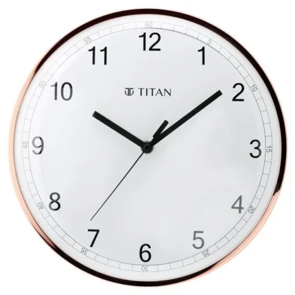 Titan Metallic Luxurious 30.4 cm Wall Clock with Crystal-Clear Domed Glass NSW0022MA01A
