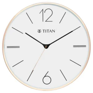 Titan Metallic Wall Clock White Dial with Rose Gold Sleek frame and Silent Sweep Technology - 40.0 cm x 40.0 cm (Large) NSW0058MA01
