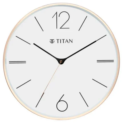Titan Metallic Wall Clock White Dial with Rose Gold Sleek frame and Silent Sweep Technology - 40.0 cm x 40.0 cm (Large) NSW0058MA01