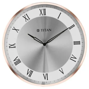 Titan Metallic Wall Clock White Dial with Silent Sweep Technology and Rose Gold Frame - 40.0 cm x 40.0 cm (Large) NSW0057MA01