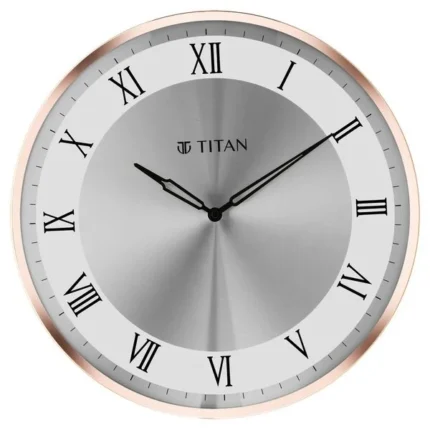 Titan Metallic Wall Clock White Dial with Silent Sweep Technology and Rose Gold Frame - 40.0 cm x 40.0 cm (Large) NSW0057MA01