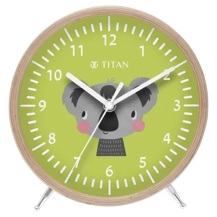 Titan Wooden Shelf Clock for Kids with a Koala Cartoon Print on Dial NST0004WA01