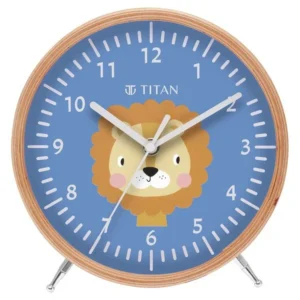 Titan Wooden Shelf Clock for Kids with a Lion Cartoon Print on Dial NST0004WA02