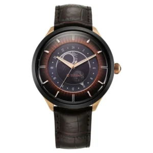 Titan Luna Sienna Brown Dial Sun Moon Phase Stainless Steel Watch 10028KL02