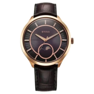 Titan Caelum Stellar Edition Purple Dial Sun Moon Sub-Dial Watch 10028WL01