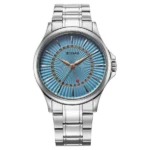 Titan Karishma Blue Dial Quartz Analog Date Stainless Steel Watch for Men 10038SM01