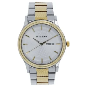 Titan NT1650BM03 Silver Dial Day and Date Two-Toned Men’s Watch