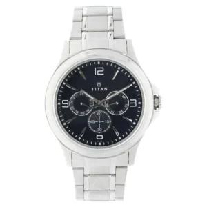 Titan NT1698SM02 Blue Dial Multifunction Quartz Men’s Watch with Stainless Steel Strap