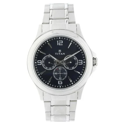 Titan NT1698SM02 Blue Dial Multifunction Quartz Men’s Watch with Stainless Steel Strap