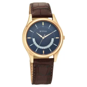 Titan Lagan Blue Dial Analog Leather Strap Watch for Men NT1713WL01