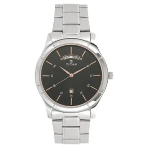 Titan Workwear Black Dial Analog Day Date Stainless Steel Watch for Men NT1767SM02