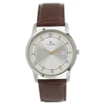 Titan NT1774SL01 Silver Dial Analog Day Date Quartz Men’s Watch with Leather Strap