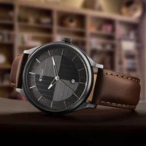 Titan NT1802QL03 Grey Dial Men’s Analog Watch with Brown Leather Strap
