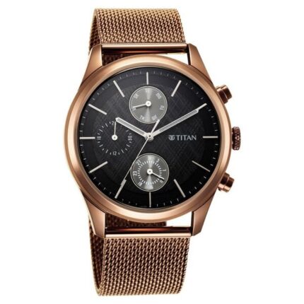 Titan NT1805QM05 Neo Splash Black Dial Quartz Analog with Date Watch and Stainless Steel Strap for Men