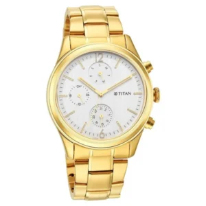 Titan NT1805YM01 Silver Dial Analog with Day and Date Stainless Steel Watch for Men