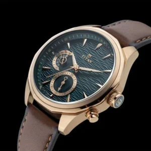 Titan NT1829QL01 Maritime Green Dial Multifunction Watch with Brown Leather Strap for Men