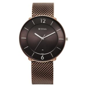 Titan NT1849KM04 Neo Splash Brown Dial Quartz Analog with Date Watch and Stainless Steel Strap for Men