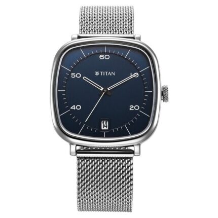 Titan Neo Curve Men’s Watch 1885SM02 with Blue Dial and Stainless Steel Strap