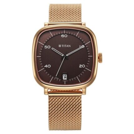 Titan Neo Curve Men’s Watch 1885WM01 with Brown Dial and Rose Gold Stainless Steel Strap