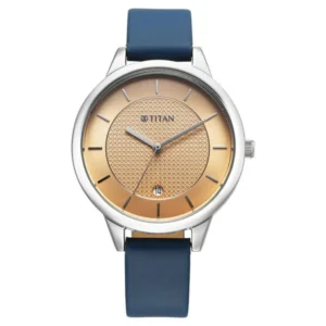 Titan 2617SL08 Women’s Watch with Peach Dial and Leather Strap