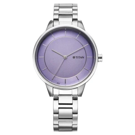 Titan Razzle Dazzle Mauve Dial Quartz Analog Stainless Steel Watch for Women 2648SM12