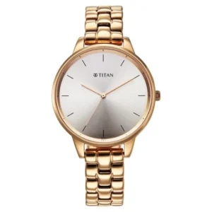 Titan 2648WM12 Women’s Watch with White Dial and Rose Gold Stainless Steel Strap