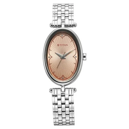 Titan Karishma NT2758SM01 Women’s Watch with Beige Dial and Silver Strap
