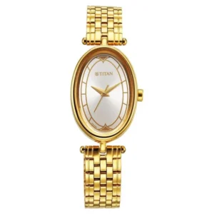 Titan Karishma NT2758YM01 Women’s Watch with Silver Dial and Gold Strap