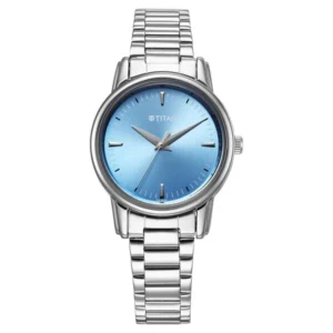 Titan NT2760SM02 Women’s Watch with Blue Dial and Silver Stainless Steel Strap
