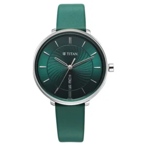 Titan Neo Green Dial Women’s Watch with Green Leather Strap – 2763SL02