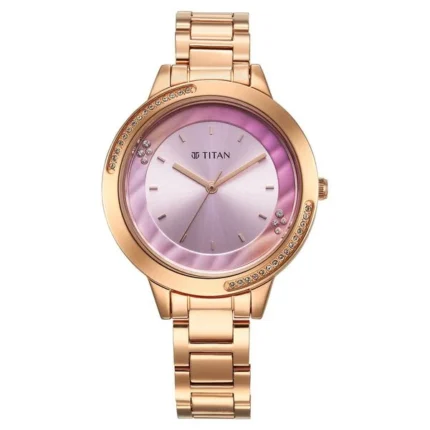 Titan Razzle Dazzle Pink Dial Quartz Analog Stainless Steel Watch for Women 2764WM01