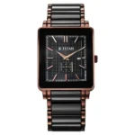 Titan 90013KD06 Men’s Watch with Black Dial and Steel Ceramic Strap