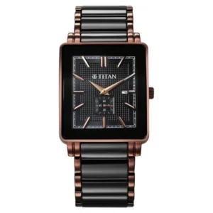 Titan 90013KD06 Men’s Watch with Black Dial and Steel Ceramic Strap