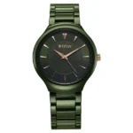 Titan Regalia Ceramics Green Dial Quartz Analog Ceramic Strap Watch for Men 90014KC03