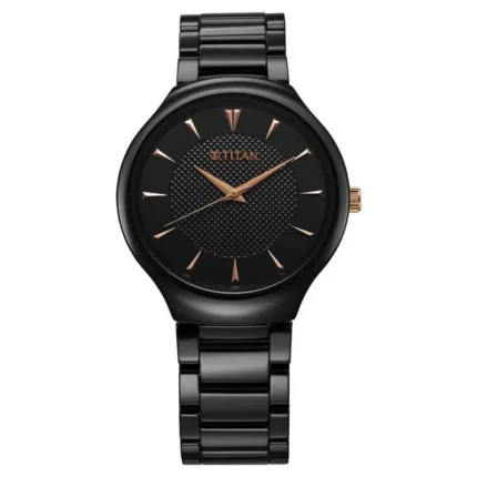 Titan Regalia Ceramics Black Dial Quartz Analog Ceramic Strap Watch for Men 90014KC05