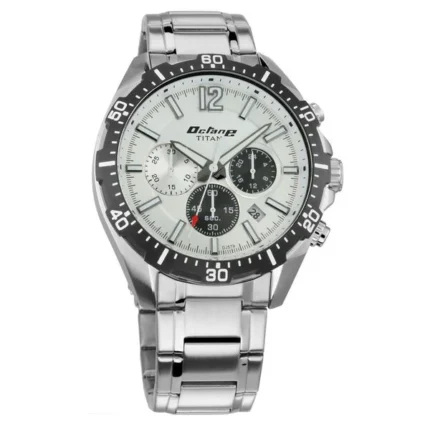 Titan Quartz Chronograph Silver Dial Watch for Men NS90108KM01