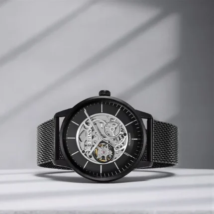 Titan NT90110NM01 Skeletal Automatic Watch with Black Dial and Black Stainless Steel Strap for Men