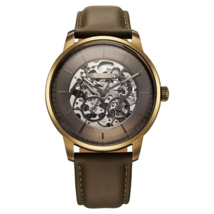 Titan Automatic Watch with Brown Dial and Brown Leather Strap – 90110QL03