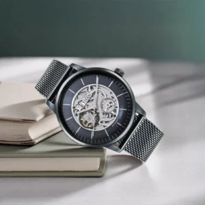 Titan NT90110QM01 Skeletal Automatic Watch with Blue Dial and Blue Stainless Steel Strap for Men
