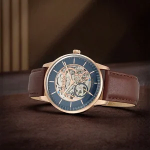 Titan Automatic Blue Dial Leather Strap Watch for Men NT90110WL02