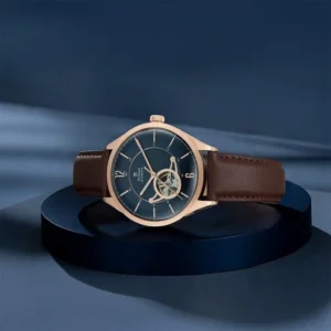 Titan Automatic Blue Dial Brown Leather Strap Watch for Men NT90111WL01