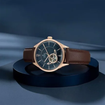 Titan Automatic Blue Dial Brown Leather Strap Watch for Men NT90111WL01