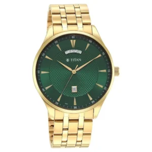 Titan NT90127YM03 Opulent Green Dial Analog Watch with Stainless Steel Strap for Men