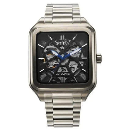 Titan NT90162QM01 Shaped Automatics Anthracite Dial Grey Stainless Steel Automatic Watch for Men