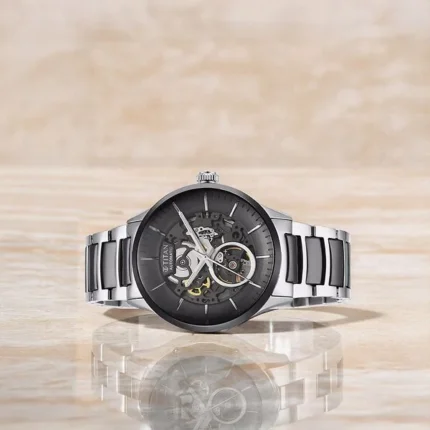 Titan NT90174KD01 Black Dial Automatic Watch with Dual-Tone Stainless Steel Bracelet
